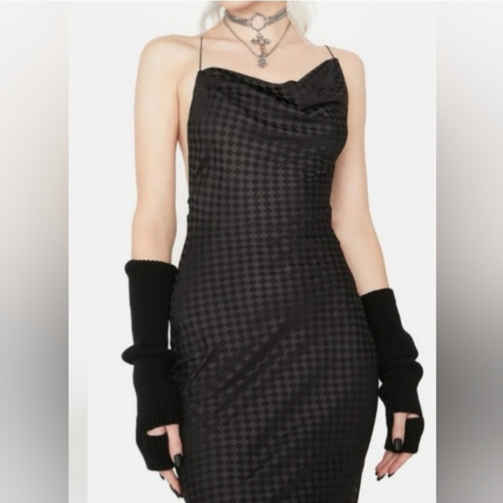 Killstar Black Asymmetrical Sheath Dress Spaghetti Strap